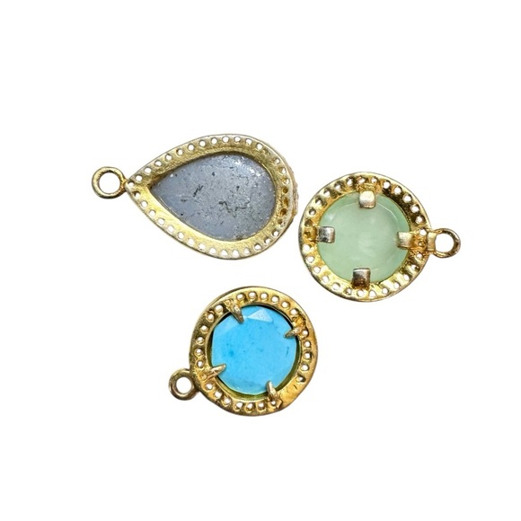 Charm Bundle—Turquoise, Blue Chalcedony Druzy & Green Chalcedony Charms - Picture 5 of 6